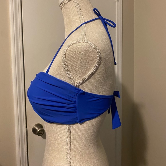 Royal blue twist front bandeau bikini top with straps - Picture 2 of 12